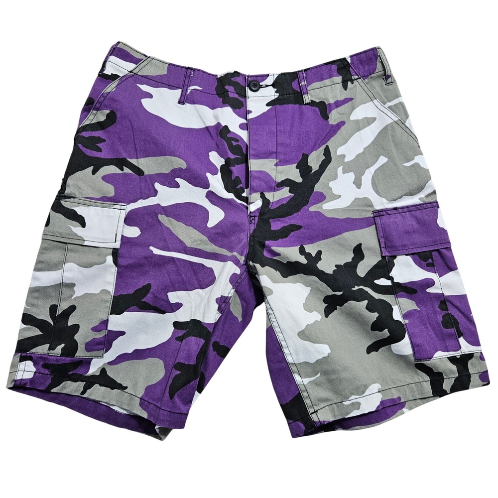 Rothco BDU Cargo Shorts Mens Medium Purple Camo Adjustable Waist Tactical Street